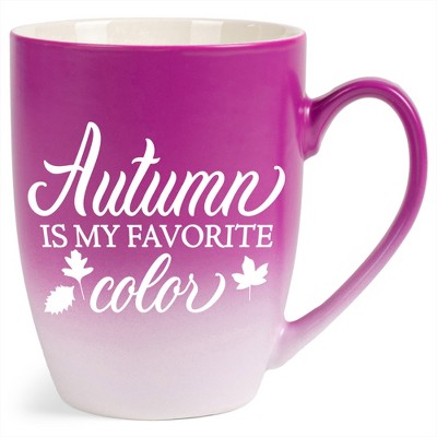 Elanze Designs Autumn Is My Favorite Color Two Toned Ombre Matte Pink and White 12 ounce Ceramic Stoneware Coffee Cup Mug