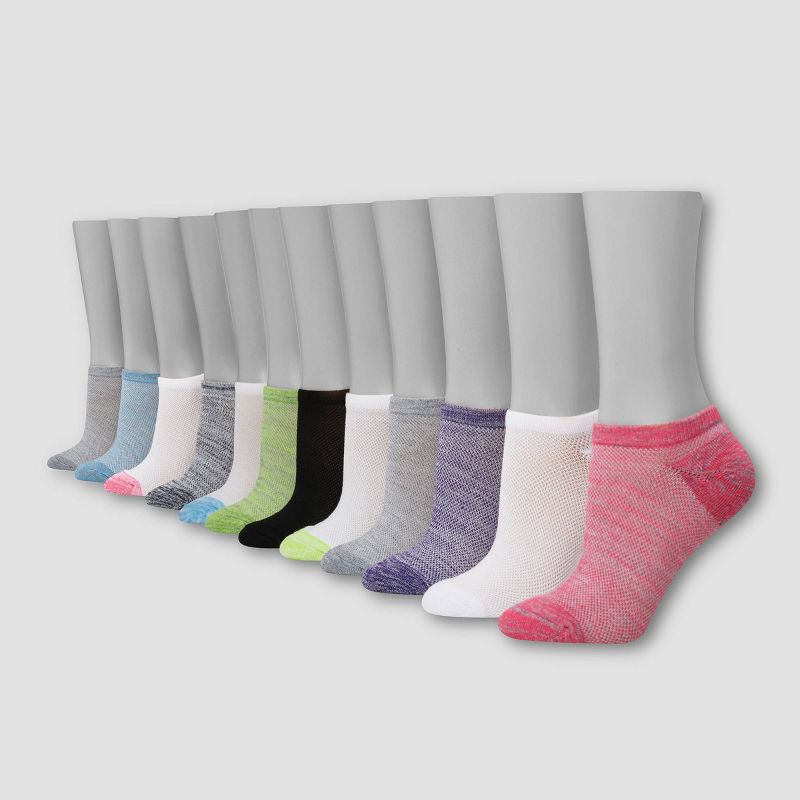 Hanes Girls' 12pk Super No Show Athletic Socks - Colors May Vary, 4 of 6
