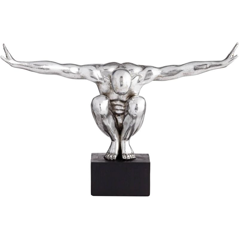 Kensington Hill Male Gymnast Pose 19 1/2" Wide Silver Sculpture, 4 of 9