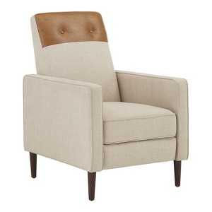 iNSPIRE Q 40.1"H Farmhouse Polyurethane Foam Push-Back Recliner in Brown/Beige - 1 of 4