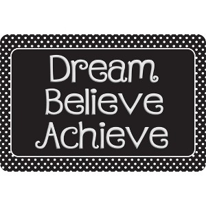 Ashley Productions® The Original Fun Mat™, Welcome Mat, 15.5" x 23.5", Dream, Believe, Achieve, Black with White Dots - 1 of 1