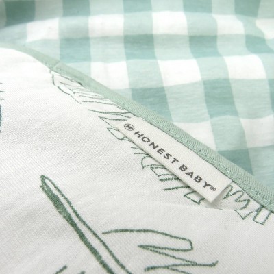 Organic Cotton Sage Leaf Reversible Baby Blanket