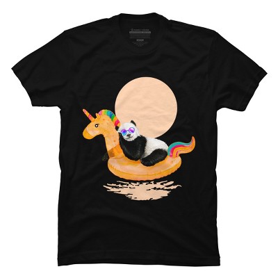 Men's Design By Humans Chillin (Unicorn Panda) By 38Sunsets T-Shirt