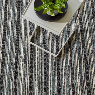 Francisco Black Stripe Handwoven Cotton & Chenille 8' x 10' Rug