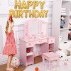 Kids Vanity with Tri-Fold Mirror, Little Girls Vanity Table & Stool, Kids Makeup with Drawer & Open Shelves for 3-9 Yrs Girls - 4 of 4