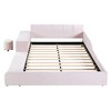 TIRAMISUBEST Full/Queen Size Upholstered Grounded Bed, Velvet Platform Bed Mother & Child Bed with Bedside Desk and Little Round Stool - 4 of 4
