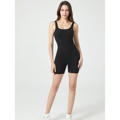 DOMETOUR Sports Yoga One-Piece Jumpsuit for Women, Breathable Sleeveless Tank Top Shorts