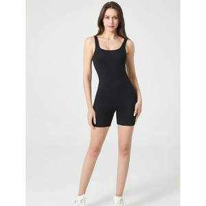 DOMETOUR Sports Yoga One-Piece Jumpsuit for Women, Breathable Sleeveless Tank Top Shorts - 1 of 4