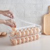 Stackable Egg Trays for Refrigerator, Clear Plastic Storage Bins Holds 14 Eggs Each, 2-Pack Organizer - 4 of 4