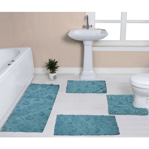 Set Of 4 Modesto Collection Linen Cotton Tufted Bath Rug Set - Home Weavers  : Target