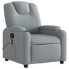 vidaXL Light Gray Fabric Massage Recliner Chair - Manual Recline, Vibration Massage, Plush Comfort with Cup Holders & Storage Side Pocket - 3 of 4