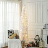 HOMCOM 8' Tall Pre-Lit Slim Noble Fir Artificial Christmas Tree with Realistic Branches, 300 Warm White LED Lights and 618 Tips, White - 2 of 4