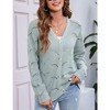 Women's Lightweight Crochet Cardigan Long Sleeve Hollow Out Kint Sweaters - 2 of 4