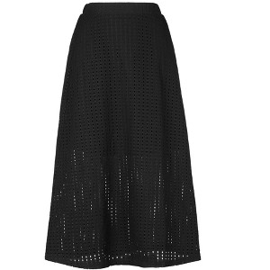 INSPIRE CHIC Women's Summer Eyelet High Waist Flowy Boho Beach A-Line Midi Skirt - 1 of 4