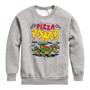 Boys' - Teenage Mutant Ninja Turtles Mutant Mayhem - Pizza Power Graphic Long Sleeve Fleece Sweatshirt - 1 of 4