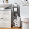 Aoibox Toilet Paper Holder Stand Small Bathroom Storage Cabinet White Narrow Waterproof PVC with Shelves for Tight Spaces - 3 of 4