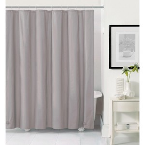 Heavy Duty Silver 10 Gauge Hotel Non-Toxic Odor Free PEVA Shower Curtain Liner - Mold & Mildew Resistant - 1 of 3