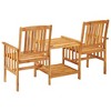 vidaXL Patio Chairs with Tea Table and Cushions Solid Acacia Wood - 4 of 4