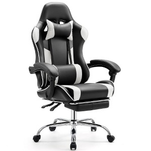 Lyngins Ergonomic Gaming Computer Chair with Footrest, Video Game Desk Chair, PU Leather Recliner with Headrest & Fixed Up Armrest, Home Office Chair - 1 of 4
