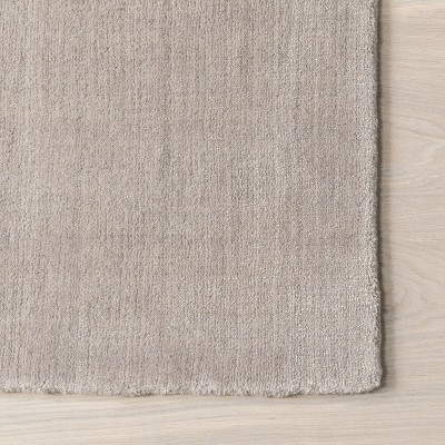 Dove Grey Handmade Wool and Viscose Rectangular Rug