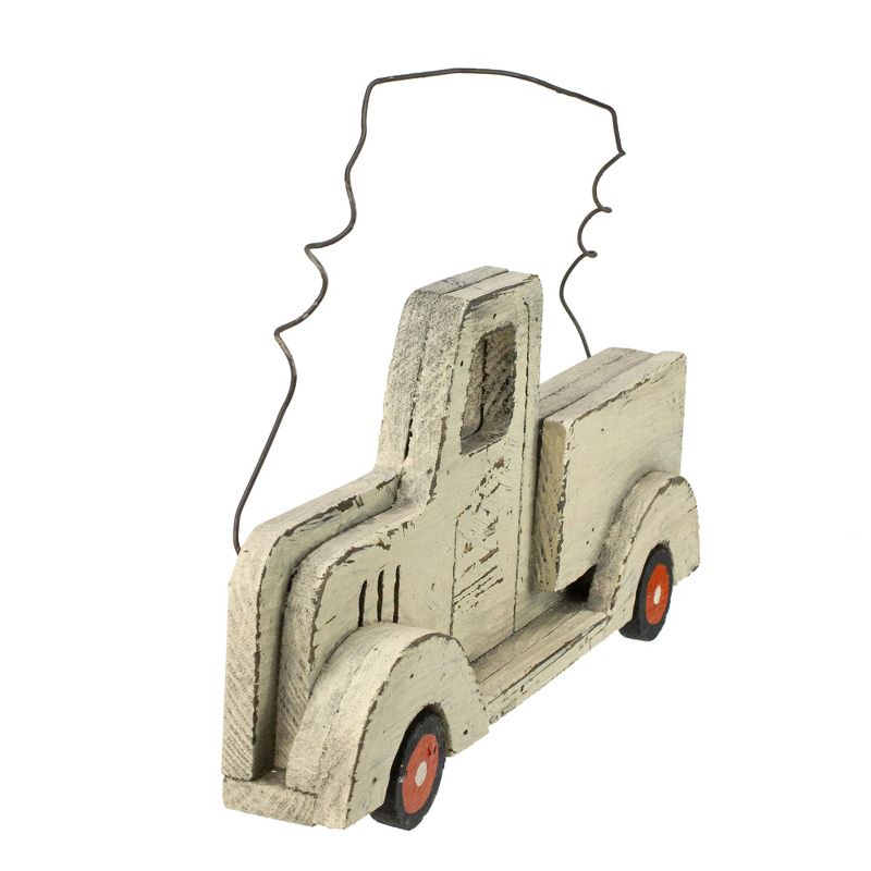 Northlight 11.75" White Wooden Pick Up Truck Fall Harvest Wall Hanging, 3 of 5