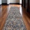 HomeRoots 10' Ivory Blue And Burnt Orange Floral Runner Rug With Fringe - 2 of 3
