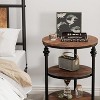 Round Wooden Side Table, Coffee Table with 3 Levels, 46 x 46 x 60 cm, Vintage Bedside Table, for Living Room, Bedroom (Set of 2) - 3 of 4