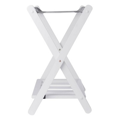 White Folding Wood Luggage Rack with Shelf