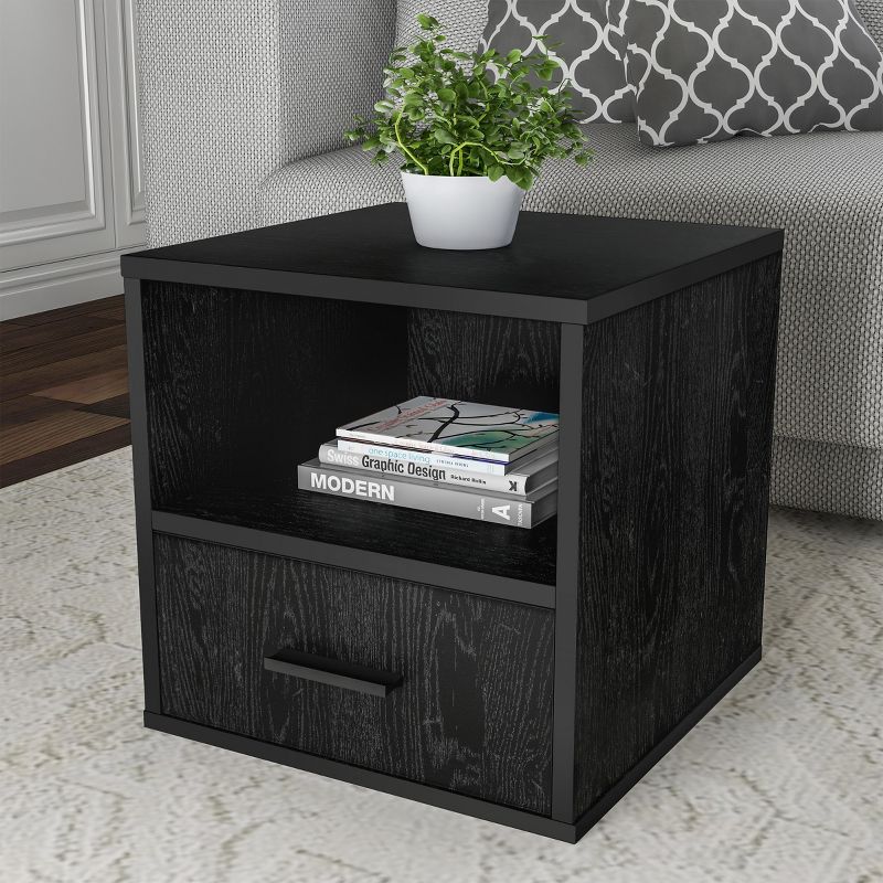 Hasting Home End Table - Stackable Modular Cube Accent Table with Drawer, 1 of 9