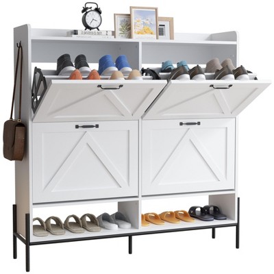 GustoWave Shoe Cabinet with 4 Flip Drawers, Freestanding Shoe Storage Cabinet Organizer, Shoe Rack Cabinet, Dry and Wet Separation Shoe Organizer