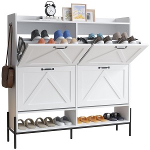 GustoWave Shoe Cabinet with 4 Flip Drawers, Freestanding Shoe Storage Cabinet Organizer, Shoe Rack Cabinet, Dry and Wet Separation Shoe Organizer - 1 of 4