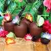 Juvale 12-Pack Coconut Cups with Straws & Hawaiian Hibiscus Flower Decorate, 16oz Food Grade PVC Cup, Ideal for Tropical Luau Party Supplies - 2 of 4