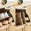 Natural Rattan 4 Flip Door Shoe Cabinet with 3-Tier Adjustable Shelves, Organizer Freestanding, Shoe Rack Storage Cabinet for Entryway - 4 of 4