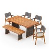 Christopher Knight Home Amara Rustic 6 Piece Outdoor Acacia Wood Dining Set with Rattan Slatted Table and Cushions - 2 of 4