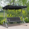 DSVIMOY 3-Person Porch Swing with Stand, Outdoor Swing with Adjustable Tilt Canopy and Comfortable Swing Bench-Style Seat, Black, 77.25"*45.75"*67.75" - 2 of 4