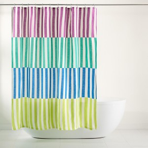 TOWN & COUNTRY PLAY Adeline Offset Stripe Cotton-Rich Breathable Fabric Shower Curtain - 1 of 4