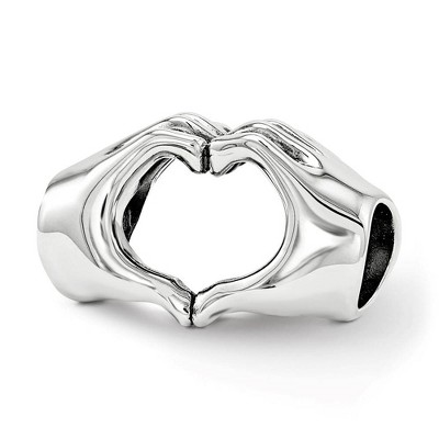 Black Bow Jewelry Sterling Silver Polished Heart Hands Bead Charm