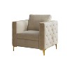 CAVINAS Luxury Velvet Accent Chair with Metal Legs,Comfy Sitting Chair with Nailhead Trim,Tufted Button Back Armchair for Living Room,Bedroom - 2 of 4
