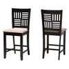Set of 2 Deanna Fabric and Wood Counter Height Barstools Beige/Dark Brown - Baxton Studio: Upholstered Rectangle, Rubberwood Frame - 2 of 4