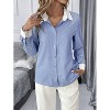 Coolmee Women's Long Sleeve Shirt Loose Fit Striped Business Work Shirts - 2 of 4