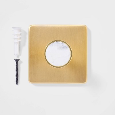 Metal and Faux Marble Single Hook Gold - Threshold&#8482;