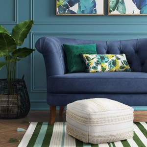 Lory Pouf Textured Neutral - Threshold™: Square Cotton Blend, Handmade, No Assembly Required - 1 of 4