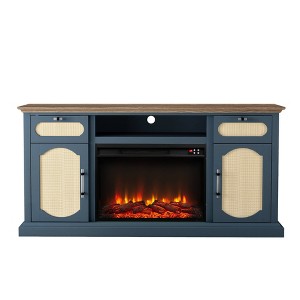 Fabric Style TV Stand for TVs up to 62" with Electric Fireplace, Storage & Cable Management - Festivo - 1 of 4