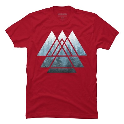 Men's Design By Humans Sacred Geometry Triangles - Misty Forest By Maryedenoa T-Shirt