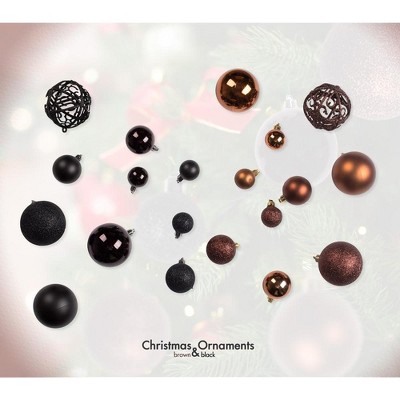 100-Pack Black and Brown Shatterproof Christmas Ornament Balls