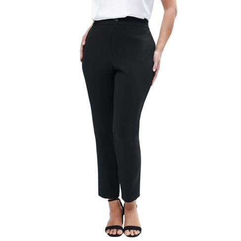 Jessica London Women's Plus Size Bi-stretch Slim Straight Pant, 14 W -  Black : Target