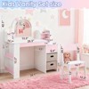Angel Sar 34.1 Inch Kids Vanity Set, White and Pink Castle Theme Dressing Table with Storage, Childrens Dresser with Mirror - 3 of 4