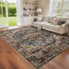 Washable Vintage Floral Living Room Bedroom Rugs, Distressed Print Large Carpet for Dining Room Office, Retro Accent Floor Cover - 2 of 4