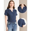 INSPIRE CHIC Women's Polka Dots Print V Neck Short Sleeve Elegant Work Office Tops - 2 of 4