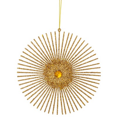 Northlight Glittered Round Sunburst Christmas Ornament - 6" - Gold